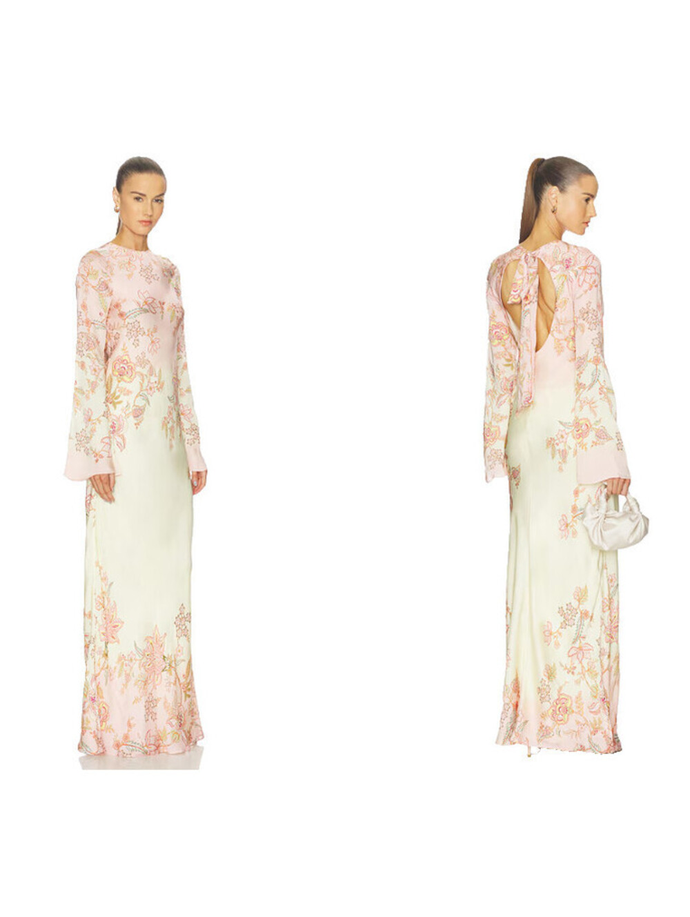 HEMANT AND NANDITA Back Ties Maxi Dress Yellow & Pink size M NWT $528msrp